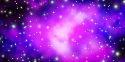 Dark Purple vector texture with beautiful stars.