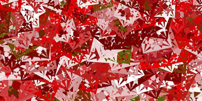 Telón de fondo de vector verde claro, rojo con triángulos, líneas.