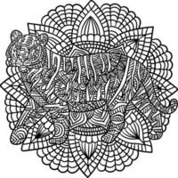 Tiger Mandala Coloring Pages for Adults vector