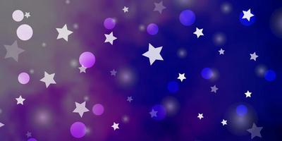 Dark Pink, Blue vector pattern with circles, stars.