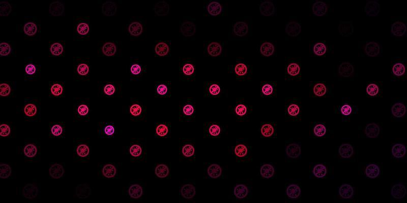 Dark Pink vector texture with disease symbols.