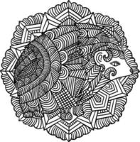 Hedgehog Mandala Coloring Pages for Adults vector