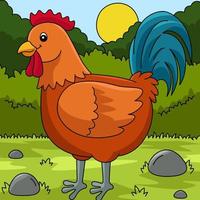 ilustración de animal de color de dibujos animados de gallo vector