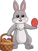 Rabbit Holding Easter Basket Cartoon Illustration vector