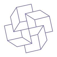 Optical illusion logo. Impossible shapes. Sacred geometry figures. Abstract eternal geometric objects. Impossible endless outline shapes. Optical art. Impossible geometry shape on a white background. vector