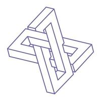 Impossible shapes. Sacred geometry figure. Optical illusion. Abstract eternal geometric object. Impossible endless outline. Optical art. Impossible geometry shape on a white background. vector
