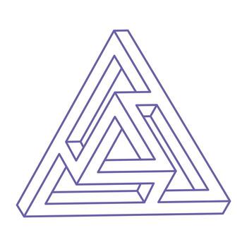 Optical illusion logo. Impossible shapes. Sacred geometry figures. Abstract eternal geometric objects. Impossible endless outline shapes. Optical art. Impossible geometry shape on a white background. vector