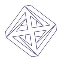 Impossible optical illusion shapes. Logo in trendy 2022 Very Peri color. Optical art objects. Impossible figures. Line art. Unreal geometric object. vector