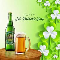 cerveza en la ilustración de la mesa para el fondo de la tarjeta de san patricio vector