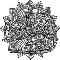 Rat Mandala Coloring Pages for Adults vector