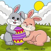 Rabbit Holding Easter Egg Colored Illustration vector