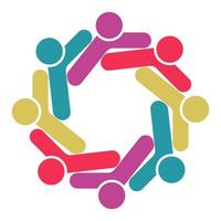 Vector graphic group connection logo.Eight people in the circle.logo team work