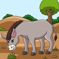 burro, caricatura, coloreado, animal, ilustración vector
