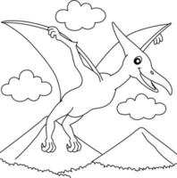 Pterodactyl Coloring Page for Kids vector