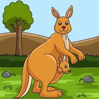 Kangaroo Cartoon Colored Animal Illustration vector