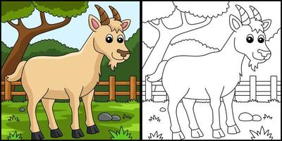Goat Coloring Page Colored Illustration