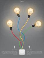 Abstract light bulb and light switch on gray background. Lamp and switch with area for copy space. Vector. vector