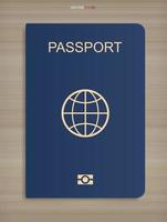 Libro de pasaporte sobre fondo de textura de madera. vector. vector