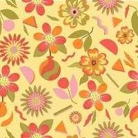 color flower with ornament seamless pattern vector