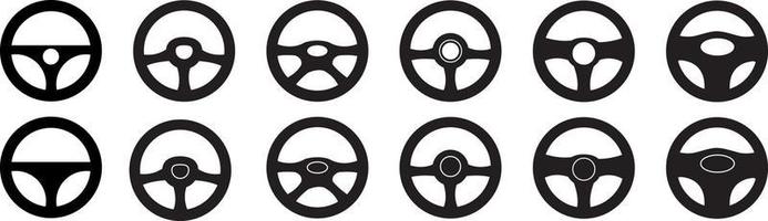 Car Steering wheels icon set, isolated on white background vector