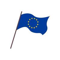 European Union flag isolated. Vector flat illustration of waving flag of EU. 12 yellow stars on blue background