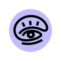 eye stylized logo. eyelashes, eyebrow - beauty salon icon. look - round emblem vector. vision and ophthalmologist. clairvoyance - very peri vector
