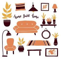 Set of living room furniture collection vector