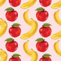 apple and banana hand draw fruit seamless pattern vector