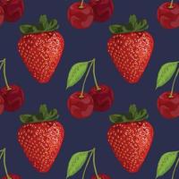 hand draw strawberry and cherry seamless pattern vector design