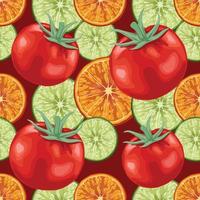 red tomato and fruits seamless pattern vector