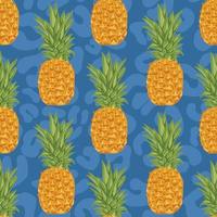 mano de piña dibujar fruta vector sin costuras