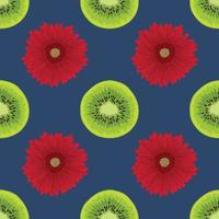 kiwi and flower seamless drawing pattern design vector