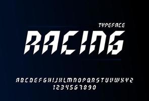 Racing Style alphabet letters and numbers, vector typography design