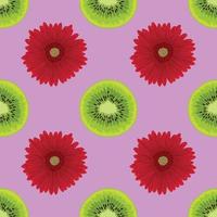 kiwi and flower seamless pattern design vector