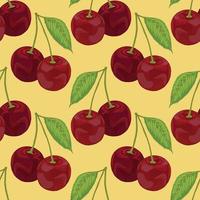 red cherry hand draw fruit seamless design vector