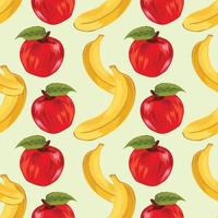 patrón de fruta de dibujo a mano de manzana y plátano vector