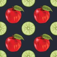 apple and kiwi hand draw fruit seamless design vector