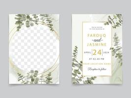 Greenery eucalyptus wedding invitation vector