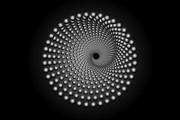 3D halftone dots circle, round logo template, vector dotted frame . design element isolated on black background