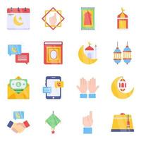 paquete de iconos planos de ramadán vector