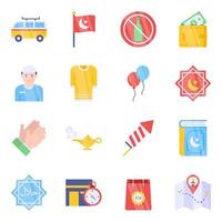 Pack of Islamic Flat Icons vector
