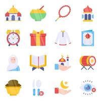 paquete de iconos planos de evento de ramadán vector