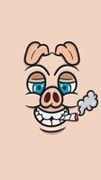 Cartoon Funny Pig Face and Smoking For Background and Walpaper. Clip Art Vector. vector