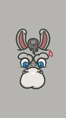 Cute Cartoon Donkey Face With Angry Expression. Clip Art Vector.