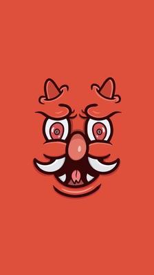 Cartoon Red Devil Face With Funny Expression For Background and Walpaper. Clip Art Vector.
