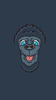 Cute Cartoon Gorilla Face With Crazy Expression. Clip Art Vector. vector