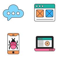Pack of Mobile App Development Icons vector