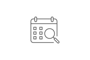 Calendar and magnifying glass icon line vector