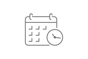 vector de línea de icono de reloj de calendario