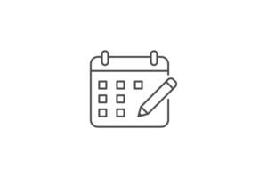 Calendar and pen icon line vector